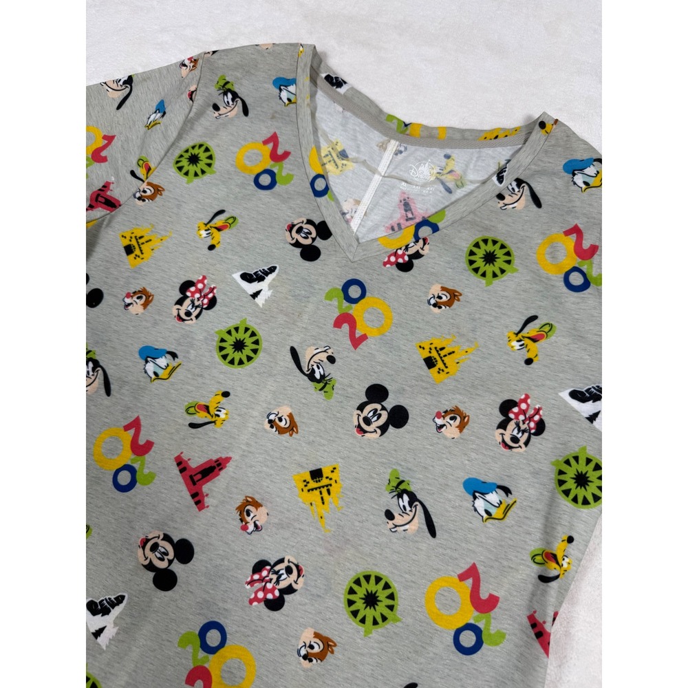 Disney Parks Characters 2020 Gray V-Neck T-Shirt Women's Size XXL